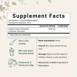 Micro Ingredients Micro Ingredients Organic Turkey Tail Mushroom Powder (50:1 Extract), 8 Ounce | Freeze Dried with Active Polysaccharides, Supports Immune Response & Cellular Level, Pet Friendly