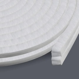 Brush Weather Stripping Seal, Draft Stopper for Doors 66 Feet, Self-Adhesive Under Door Seal for Energy Efficiency, Block Draft, Dust, Noise, for Interior/Exterior Doors, Windows, Garage (White)