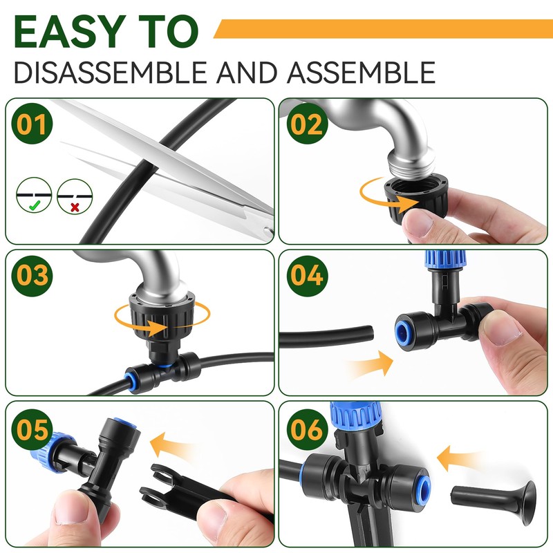 Meonum 65FT Garden Watering System, Quick Connector Drip Irrigation Kit,