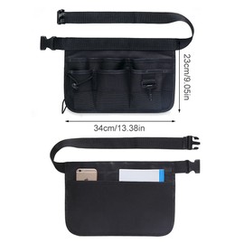 Cdemiy Gardening Tools Belt Bags, Portable Tool Waist Bag, Oxford Waterproof Professional Tools Belt Bag, Adjustable Utility Tool Pouch with Belt, for Home, Garden, RV, Cleaning (Black)