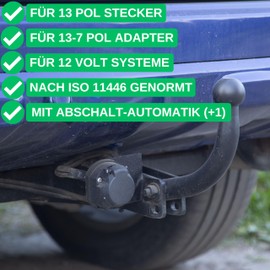 7+1 or 13+1 Pin Socket to Choose From, Universal for Car, Screw Contact According to ISO 11446 And ISO 1724, for 12 V Trailer Systems, for Screwing on, with Seal, Plug Connection Pin, Plug Socket