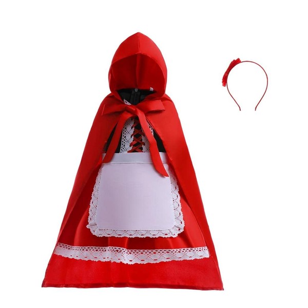 Lito Angels Little Red Riding Hood Costume Fancy Dress Up Set with Cloak for Kids Girls Age 10-11 Years