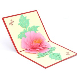 Medigy 3D Pop Up Greeting Cards Peony Flower Blank Cards for Most Occasions Pink