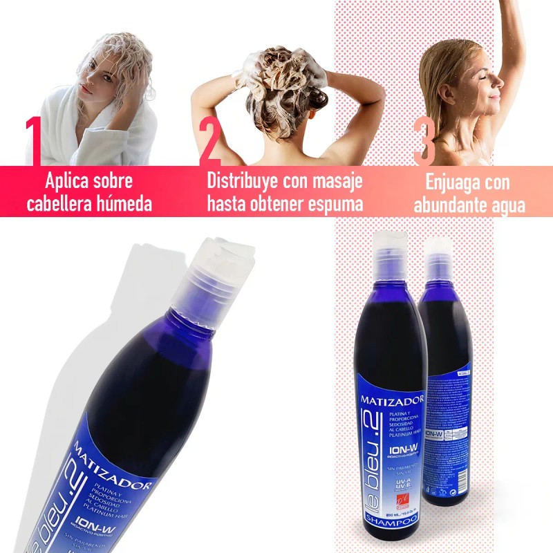 Shampoo Matizador Morado Para Canas Rubios Y Beige Sin Sal