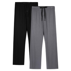 BAMBOO COOL Mens Pajama Pants Sleep Lounge Bottoms Soft Comfy Long Pj Pant Sleepwear with Pockets 2 Pack