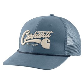 Carhartt Men's Canvas Mesh-Back Script Cap, Thundercloud