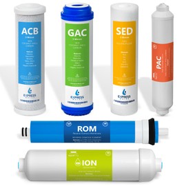 Express Water – 6 Month Deionization Reverse Osmosis System Replacement Filter Set – 6 Filters with 100 GPD RO Membrane – 10 inch Size Water Filters