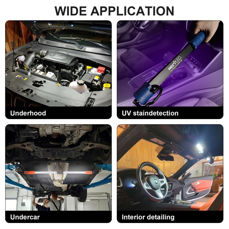NextLED NT-2220LF-UV LED Underhood Work Light, 2000 Lumen, 8000mAh Rechargeable
