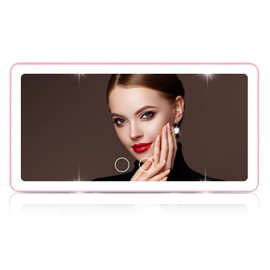 Car Sun Visor Vanity Mirror,Big Led Car Mirror with 3 Light Modes & 80 LEDs,Rechargeable Car Makeup Mirror - Dimmable Touch Control,Car Light Up Mirror Universal for Car Truck SUV (Pink)
