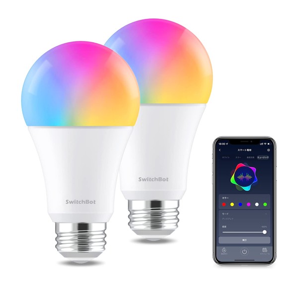 SwitchBot LED Bulb, Smart Light, Alexa Smart Home - Smart Bulb, E26, Switchbot, Dimmable, Wide Light Distribution, 800lm, 60W Equivalent, Light Bulb Color, Daylight White, RGBCW Multicolor, 16 Million Colors, Indirect Lighting for Google Home IFTTT, Yft,