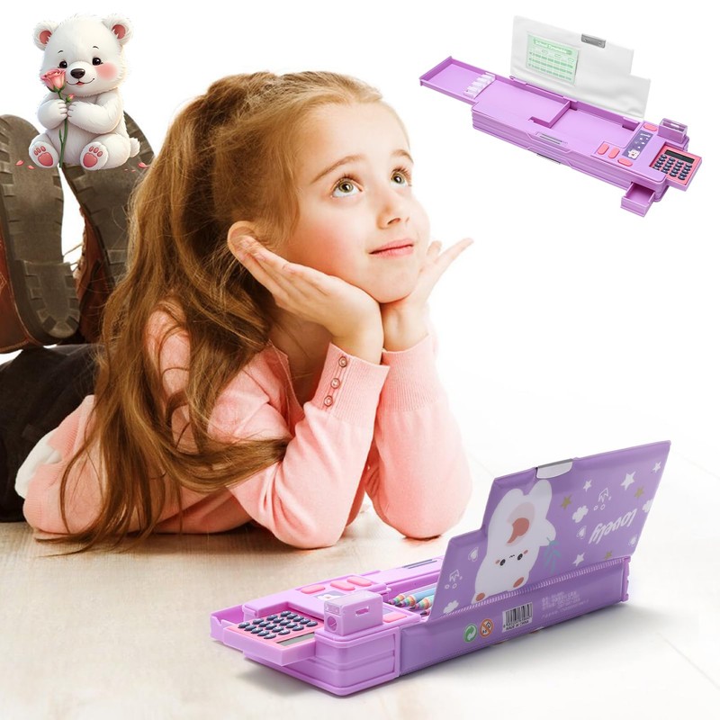 Pop Up Pencil Case, Cartoon Pencil Cases with Compartment Multifunctional