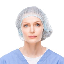 RightCare Disposable Hair Net Bouffant Caps 24" Spunbonded with Elastic Band, White, Case of 2000pcs