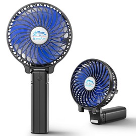 HandFan Portable Handheld Fan, Mini Personal Fan, Battery Operated Cooling Rechargeable, 180° Foldable Small Hand Fan, USB Powered, for Home, Office, Outdoor, Hiking, Travel, Stroller(Black&Blue)