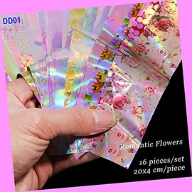 10pcs 20x4cm Rose Flower Love Valentine Day Nail Foil Transfer Sticker Dd01 for Nails Design Nail Art Stickers Decals Supplies Manicure Tips Sticker Colorful for Nail Decorations