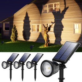 4 Pack Solar Powered LED Spotlights Outdoor Waterproof Ultra Bright Sunset Spot Lights for Tree, Flag, Lawn, Sculpture, Pool, Outside Landscape Uplights for Wall, House, Garden, Backyard, Warm White