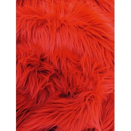 UV Reactive Solid Shaggy Faux Fur Fabric Sold by The Yard DIY Coats Costumes Scarfs Accessories Fashion (Red)