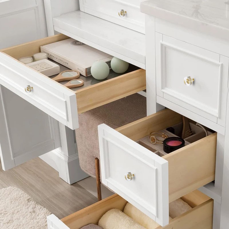 Uenhoy 6 Pack Glass Crystal Cabinet Knobs Round Drawer Knob