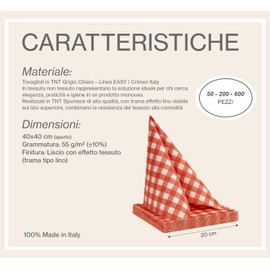 Disposable Non-Woven Napkin Einweg-Servietten 40x40 cm aus Vlies ROT kariert | 50 Stück | hochwertige Gastronomie-Servietten | strapazierfähig & saugfähig | stoffähnlich | biologisch abbaubar