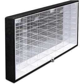 JACKCUBE DESIGN Hot Wheels 1/64 Scale Diecast Display Case Storage Cabinet Shelf Wall Mount Rack for 56 Hot Wheels(Black, 24.61 x 13.78 x 2.05 inches)-MK184