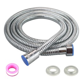 1.5 m Stainless Steel Shower Hose with 1 Raw Material Band, Flexible Shower Hose with Seals for Hand Shower, Hand Shower Head, Shower Hose 150 cm, Stainless Steel, Twist-Proof, Flexible
