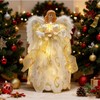 12" Lighted White Angel Christmas Tree Topper with Feather Wings