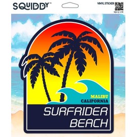 Squiddy Surfrider Beach Malibu California - Vinyl Sticker for Car, Laptop, Notebook (5" high)