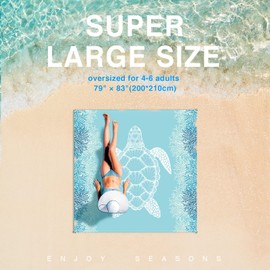 Beach Blanket Sandproof Large Beach Mat 4-6 Adults Oversized Lightweight Sand Free Beach Mat Waterproof Beach Blanket Portable Camping Blankets for Travel, Camping, Hiking (Sky Blue, 200 * 200cm)