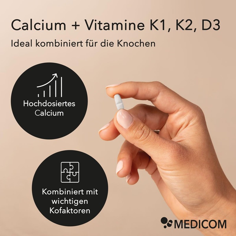 Medicom - Calcium Tabletten 600 mg, Calcium, Vitamin D3 (200