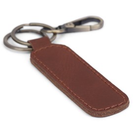 CestAntiQ Genuine Leather Key Ring – Premium Leather Key Fob Chain, Durable Universal Key Holder for Men and Women, Keychain Accessory for Car & Home Keys (Wine)