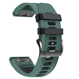 Fleshy Leaf 22mm Two Color Band Bracelet Strap Compatible with Garmin Fenix 7, 6, 6 Pro, 5, 5 Plus, Approach S60, S62, Forerunner 935, 945, Quick Release Wristband (Army Green-Black)