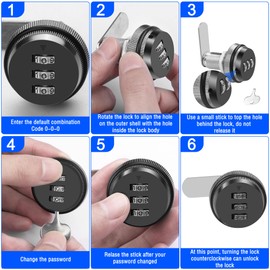 MEIRIYFA Combination Cam Lock Password Coded Lock 3-Digit Security Cabinet Cam Lock Drawer Password Lock for Cabinet Drawers Mailbox (25mm Iron Black)