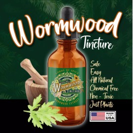 100% Pure Wormwood Herb Extract - Wormwood Tincture -Drops - Parasites & Digestion - USA - 1 fl oz