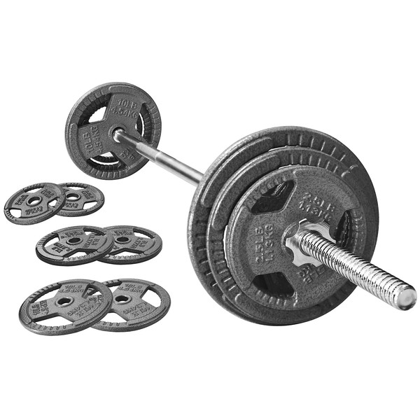 Signature Fitness Cast Iron Standard Weight Plates Including 5FT Standard
