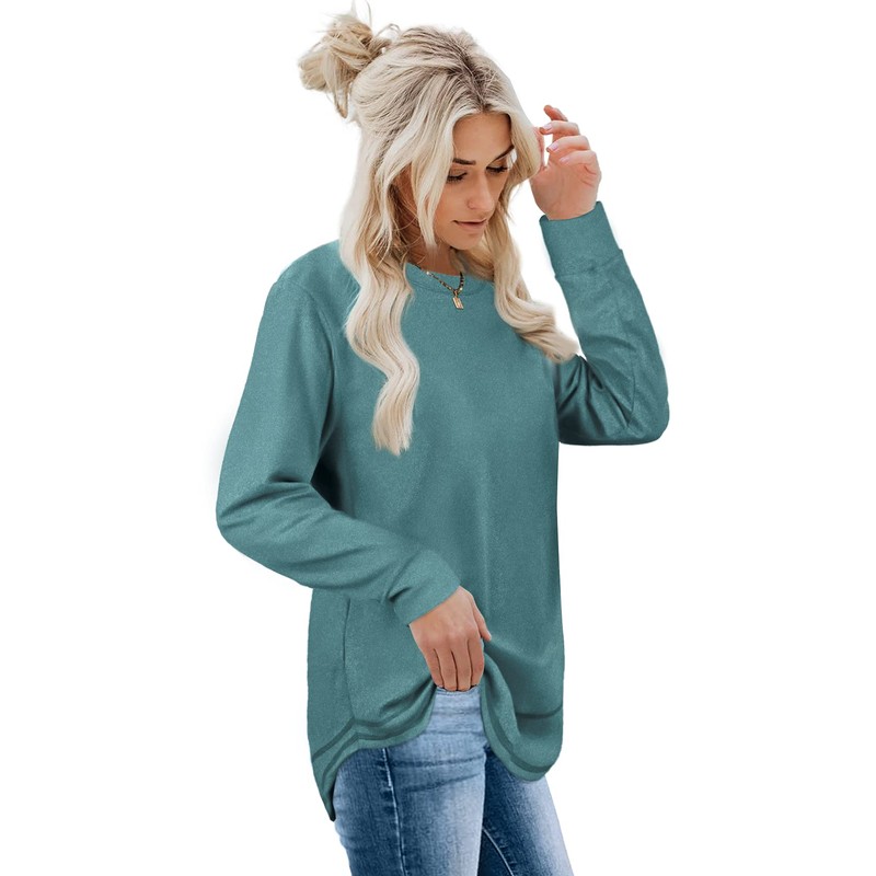 Dofaoo Sweatshirts for Women Crewneck 2024 Fall Tops Lightweight Sweater