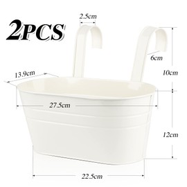 ABSDON 2pcs Hanging Flower Pot Metal with Hook Balcony Flower Pot Hanging for Decoration Balcony Outdoor Indoor Wall Garden Wall