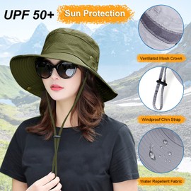 Women Fishing Sun Hat Men Summer UV Protection Bucket Hats Mesh Ventilated Outdoor Hiking Gardening Beach Lawn Hat, A7-016-chun-lv, One Size