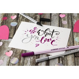 Premium Fibre-Tip Pen with Brush Tip - STABILO Pen 68 brush - Pack of 1 - Purple