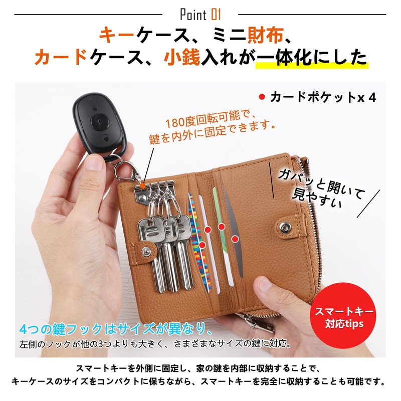 imeetu Key Case, Mini Wallet, Multi Case, Men's, Women's, Smart