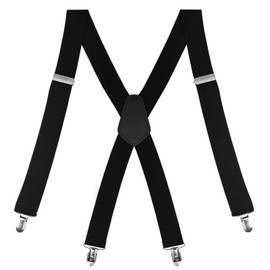 Nutabevr 3.5 cm wide braces for men, length 110 cm, elastic and adjustable, X-shaped straps with very strong 4 metal clips, great fit for men and women, one size fits all, black