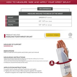 OTC Kidsline Wrist Splint Soft Foam Adjustable Support, White (Right Hand), Infant