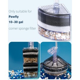 Pawfly 6 Pcs Replacement Filter Pads 40-120 L Corner Bio Sponge Filter, Aquarium Filter Media Sponge, White Black Bio Foam for Fish Tank Water Filtration