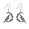 Raven Earrings 925 Sterling Silver Moon Crow Earrings Gothic Jewellery