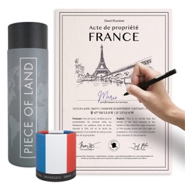 happylandgifts® Genuine French Land as Unique Gift for Fans of France, Certificate of Ownership with Desired Name to Enter Yourself, France Gift Idea, Brittany, Paris