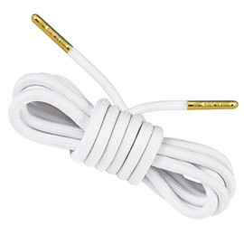 Loop King Laces 1 Pair Luxury Rope Shoe Laces with Gold Tips, White, 7-10 Eyelets / 140cm / 55"