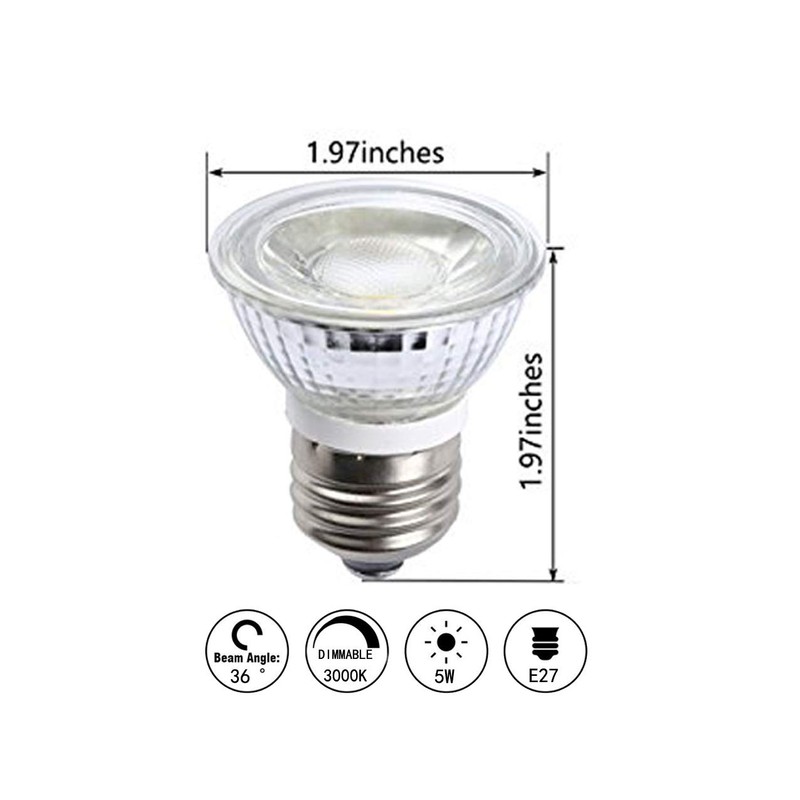 CTKcom 5W PAR16/HR16 LED Spotlight Bulb(4 Pack)- E26/E27 Base COB
