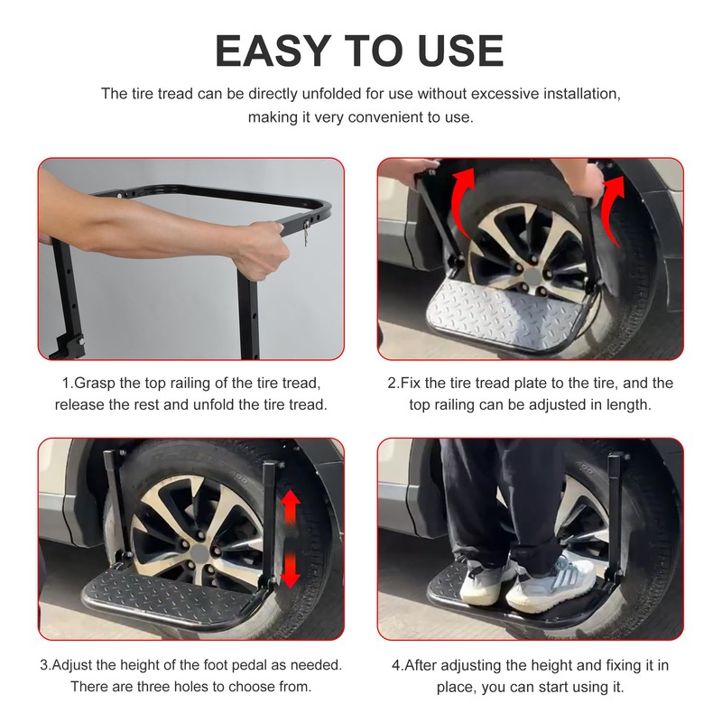 WINTOOLS Adjustable Folding Tire Step for Truck SUV Wheel Portable