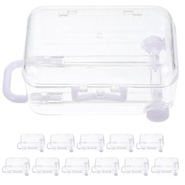 Yeanifeana 12PCS Clear Plastic Mini Suitcase Boxes with Retractable Wheels, Wedding Birthday Party Favors, Decorative Travel Storage, Luggage-themed Gift Boxes for Kids & Events