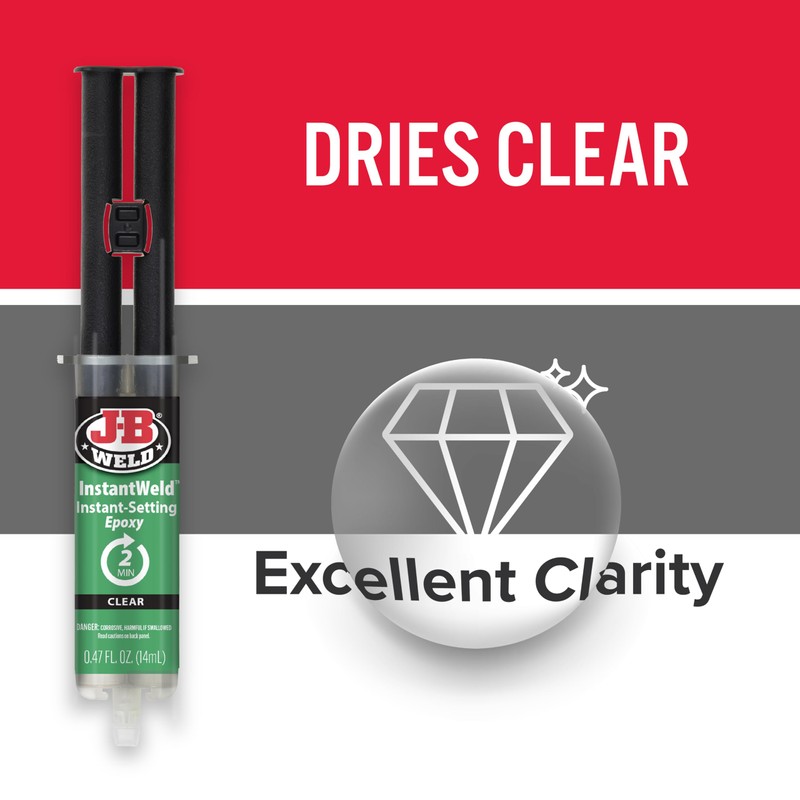 J-B Weld InstantWeld - Clear, 2 Minute Set Epoxy Adhesive,