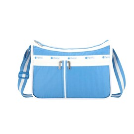 LeSportsac Spectator Azure Deluxe Everyday Crossbody Bag + Cosmetic Bag, Style 7507/Color E871, Mesmerizing Oceanic Blue & Crisp White Unite Evoking Tranquility & Serenity, Spectator Style 2 Tone