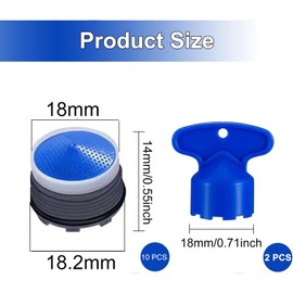 WUBAYI Wasserhahn-Luftsprudler M18.2 – Wasserhahn-Belüfter-Set mit 2 Schraubenschlüsseln, Universal-Küchenhahn-Filterdüse, wassersparender Ersatz-Belüfter für Bad und Waschbecken, 10 Stück